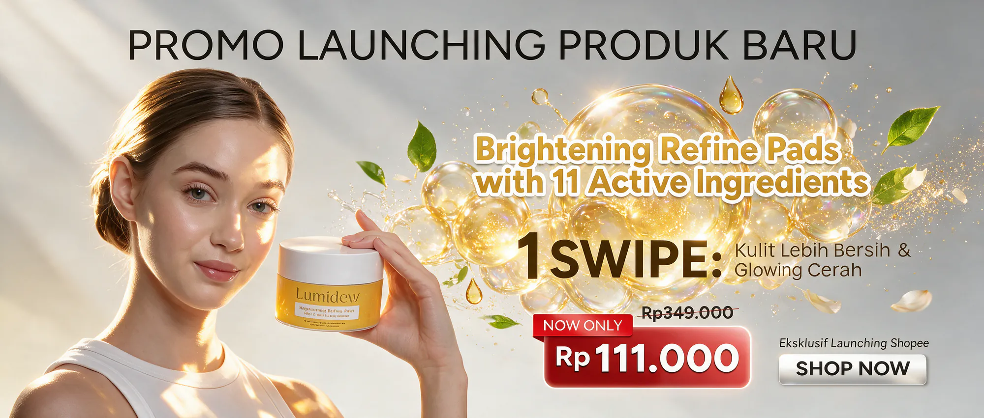 Promo Launching Brightening Refine Pads with 11 Active Ingredients